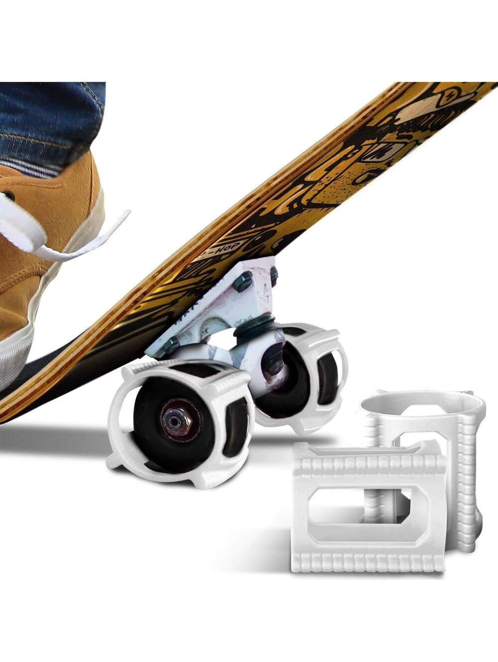 Skateboard Tricks Fast Beginner Training Accessory, Clear White, 2 in Package
